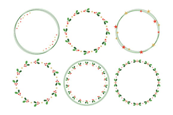 Christmas Star & Holly Frame Clip Art
