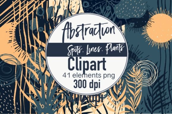 Clipart, Abstraction Spots, Lines, Plant