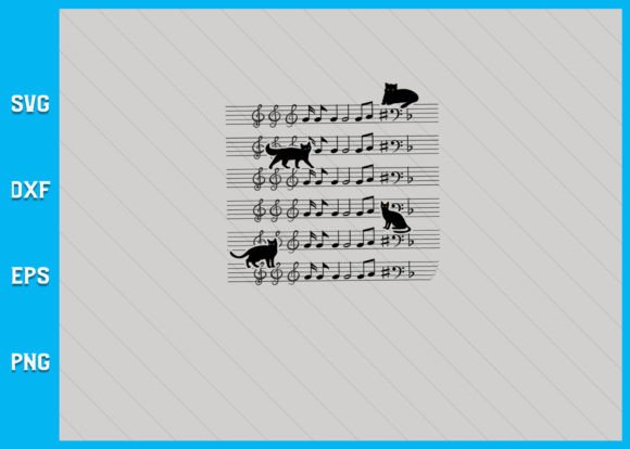 Cute Cat Kitty Playing Music Note Clef Design