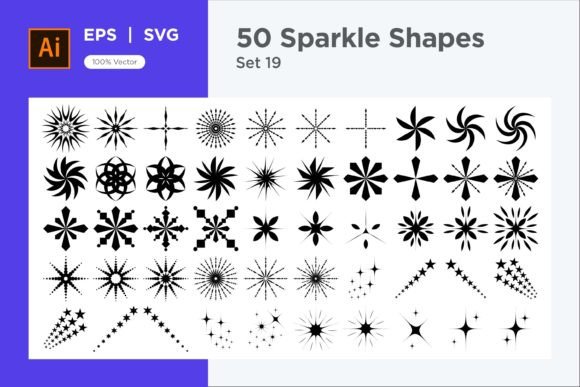Elevating Digital Design with Sparkle Shape Symbol Sign V3-50 -19