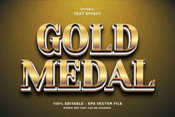 Gold Medal Editable Text Effect for Illustrator