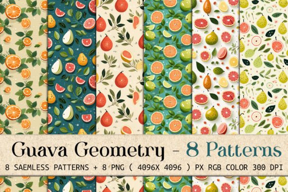 Guava Geometry: 8 Seamless Patterns