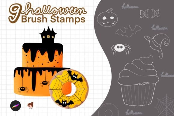 Halloween Bake, Procreate Brush Stamps: Elevate Your Digital Art with Spooky Sweetness