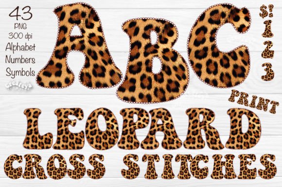 Leopard Alphabet PNG Cross Stitches Png: Elevating Digital Design with Animal Print Typography