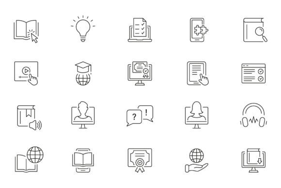 Online Education Icon Set for Modern Design