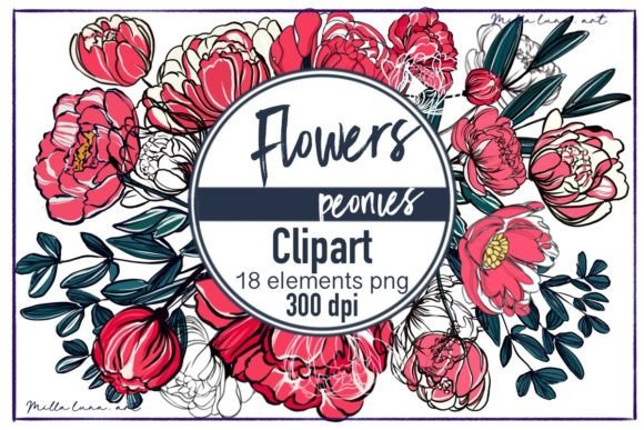 Unlocking Creative Potential with High-Resolution Flowers Peonies Clipart, PNG